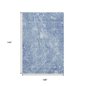 HomeRoots 9' X 12' Sky Blue Abstract Area Rug - Washable, UV Protected, Stain Resistant, Modern Design for Any Room 655504