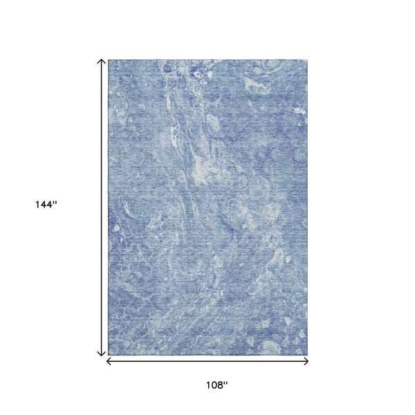 HomeRoots 9' X 12' Sky Blue Abstract Area Rug - Washable, UV Protected, Stain Resistant, Modern Design for Any Room 655504