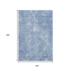 HomeRoots 10' Sky Blue & Ivory Abstract Washable Area Rug - Durable, UV Protected, Perfect for Busy Homes! 655505