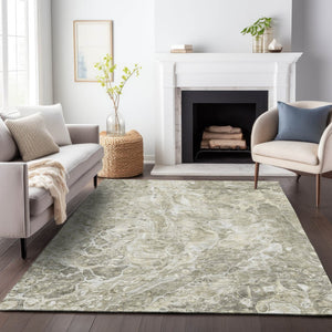 HomeRoots 5' X 8' Tan and Ivory Abstract Washable Area Rug - Durable, Stylish, Stain-Resistant with UV Protection 655507
