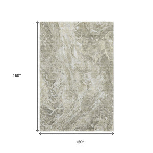 HomeRoots 10' X 14' Tan and Ivory Abstract Area Rug - Washable, UV-Protected, Durable Design for Busy Homes 655511