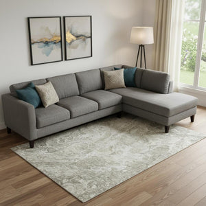 HomeRoots 10' X 14' Tan and Ivory Abstract Area Rug - Washable, UV-Protected, Durable Design for Busy Homes 655511