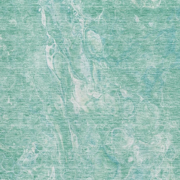 HomeRoots 5' Teal and Ivory Abstract Area Rug – Washable, UV-Protected, Durable for High-Traffic Spaces! 655513