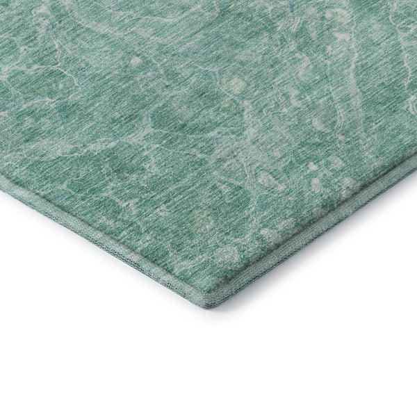 HomeRoots 8' Teal And Ivory Abstract Round Rug – Stylish, Durable, Washable with UV Protection for Any Room! 655514