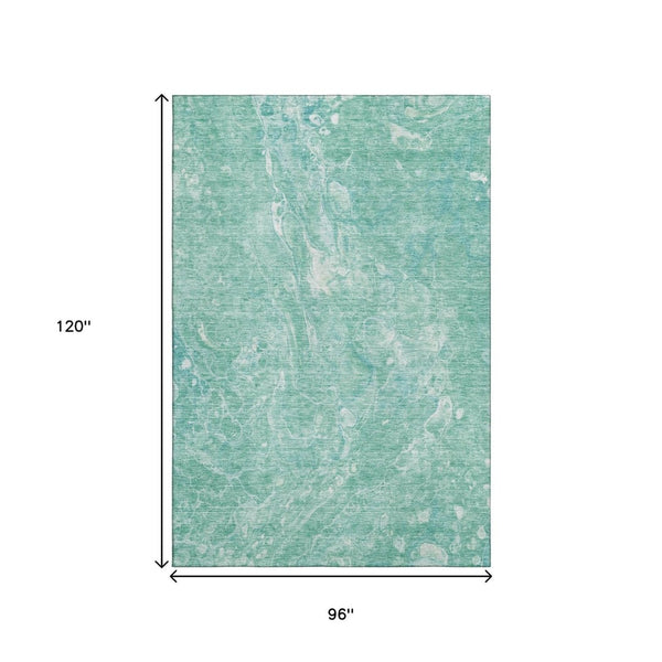 HomeRoots 8' X 10' Teal & Ivory Abstract Area Rug - Washable, UV Protected, Contemporary Design for Homes 655515