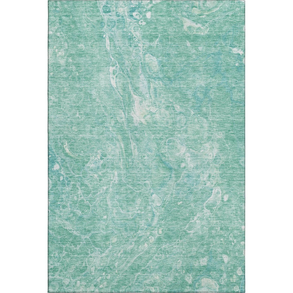 HomeRoots 8' X 10' Teal & Ivory Abstract Area Rug - Washable, UV Protected, Contemporary Design for Homes 655515