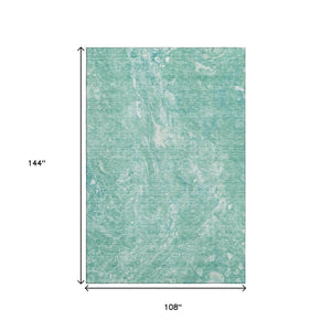 HomeRoots 9' X 12' Teal and Ivory Abstract Area Rug - Stylish, Washable, UV-Protected for High-Traffic Spaces 655516