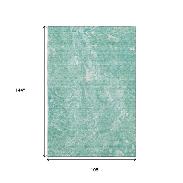 HomeRoots 9' X 12' Teal and Ivory Abstract Area Rug - Stylish, Washable, UV-Protected for High-Traffic Spaces 655516