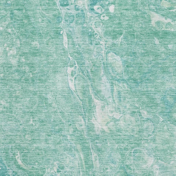 HomeRoots 9' X 12' Teal and Ivory Abstract Area Rug - Stylish, Washable, UV-Protected for High-Traffic Spaces 655516