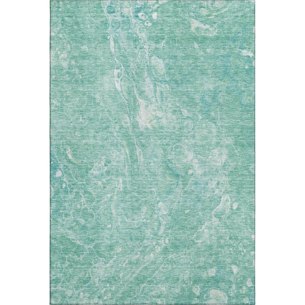 HomeRoots 10' Teal and Ivory Abstract Area Rug - Washable, UV Protected, Stain Resistant for High-Traffic Spaces 655517