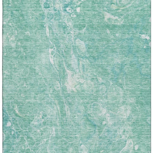 HomeRoots 10' Teal and Ivory Abstract Area Rug - Washable, UV Protected, Stain Resistant for High-Traffic Spaces 655517