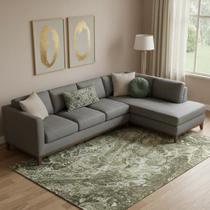 HomeRoots 9' X 12' Modern Abstract Taupe & Ivory Washable Area Rug with UV Protection for Everyday Use 655522
