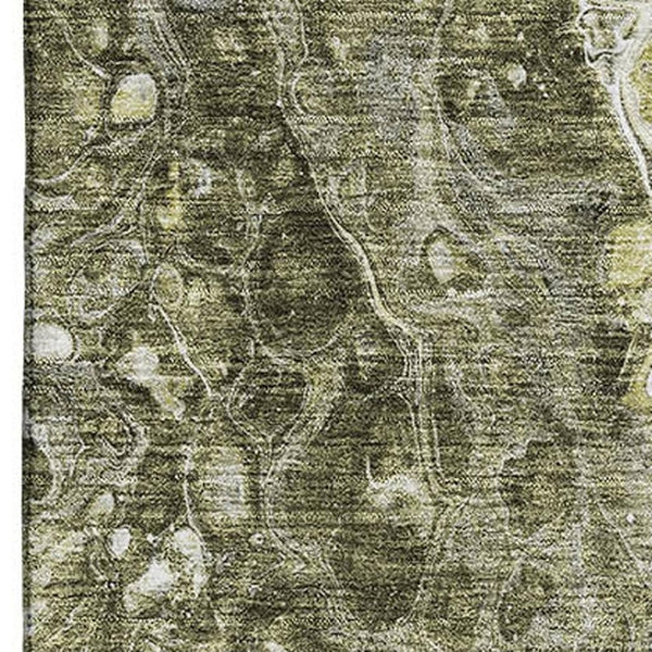 HomeRoots 9' X 12' Modern Abstract Taupe & Ivory Washable Area Rug with UV Protection for Everyday Use 655522