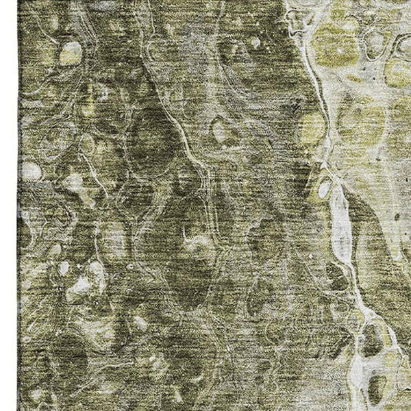 HomeRoots 9' X 12' Modern Abstract Taupe & Ivory Washable Area Rug with UV Protection for Everyday Use 655522
