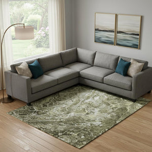 HomeRoots 10' X 14' Taupe & Ivory Abstract Area Rug - Washable, UV-Protected, Stain-Resistant for Busy Homes 655523