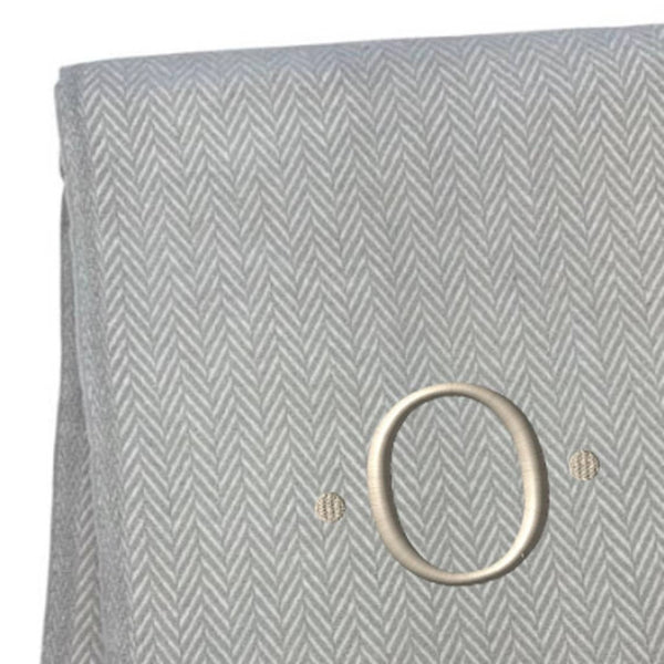 HomeRoots 55" Gray and White Herringbone Cotton Blend Throw Blanket with Personalized Initial and Tassels O 655538
