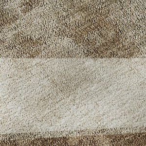 HomeRoots 8' Brown and Beige Geometric Round Rug - Washable, UV-Protected, Family-Friendly Design for Homes! 655552