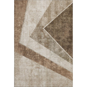 HomeRoots 9' X 12' Brown and Beige Geometric Washable Area Rug – Durable, UV Protected, and Stain Resistant! 655554