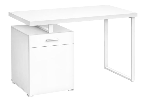 English Elm Computer Desk - Contemporary White Laminate & Metal, Reversible Storage, Perfect For Home Office Spaces B2710P219934