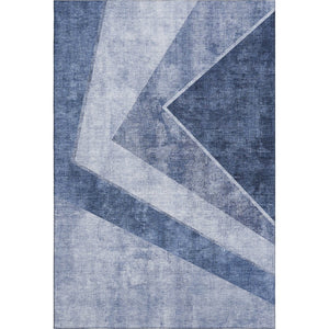 HomeRoots 9' X 12' Blue and Ivory Geometric Area Rug - Washable, UV-Protected, Perfect for High-Traffic Spaces! 655560