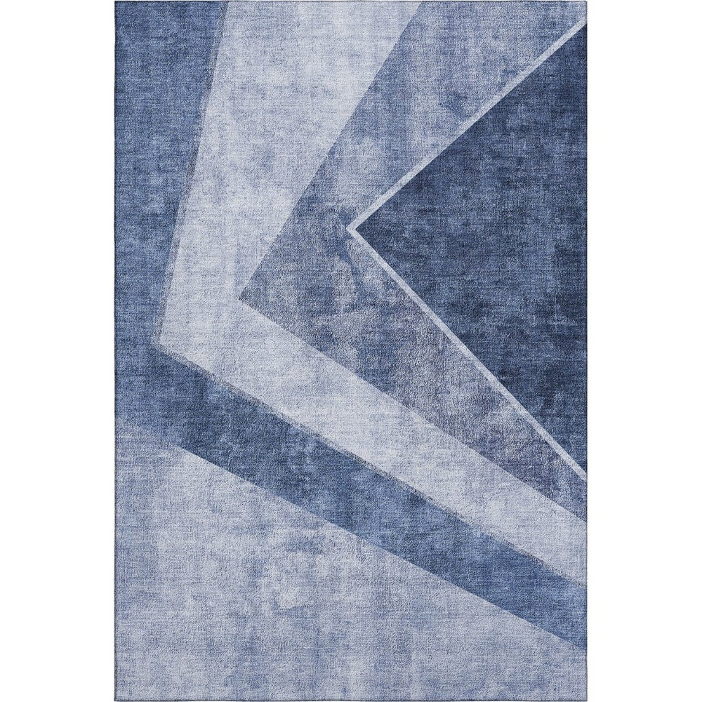 HomeRoots 10' X 14' Blue and Ivory Geometric Area Rug - Durable, Stain-Resistant, UV Protected, Easy Care! 655561