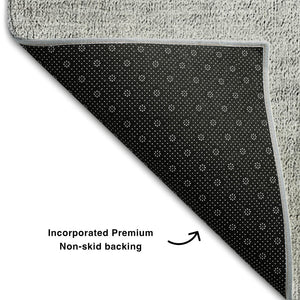 HomeRoots 8' Stylish Gray Brown & Silver Geometric Round Rug - Washable, UV-Protected & Perfect for High-Traffic Areas 655564