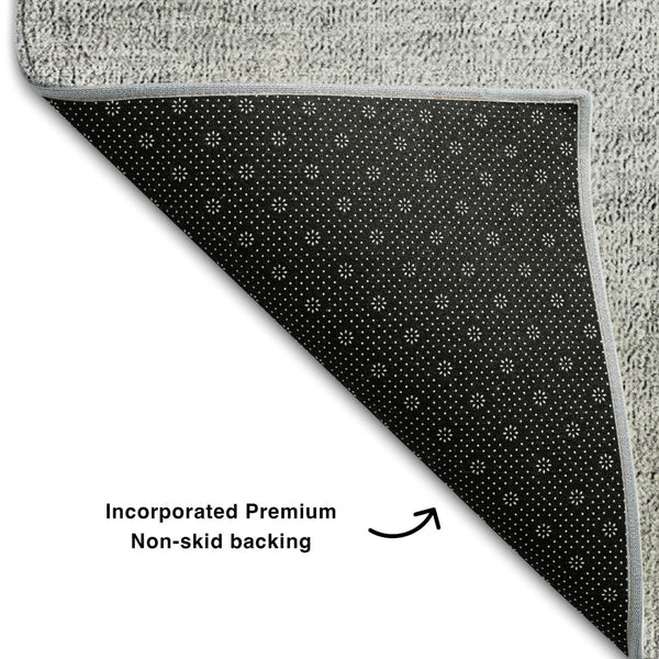 HomeRoots 8' Stylish Gray Brown & Silver Geometric Round Rug - Washable, UV-Protected & Perfect for High-Traffic Areas 655564