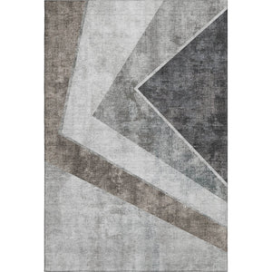 HomeRoots 10' Oversized Gray Brown & Silver Geometric Washable Area Rug with UV Protection for High-Traffic Areas 655567