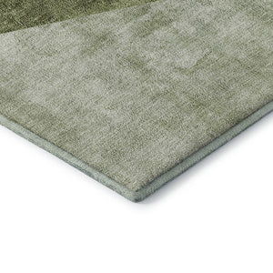 HomeRoots 8' Washable Round Area Rug in Olive Green, Gray & Silver - Durable, UV-Protected & Stylish Design 655570