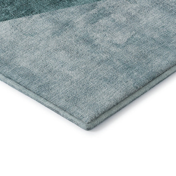 HomeRoots 8' Teal and Ivory Geometric Round Rug – Durable, Washable, UV-Protected for Modern Spaces & Homes 655576