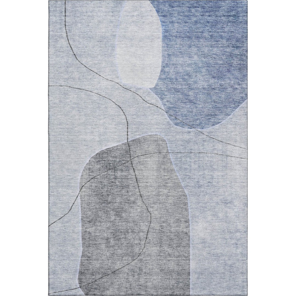 HomeRoots 8' X 10' Blue and Gray Abstract Washable Area Rug - UV Protected, Durable, Modern Style for Any Room 655589