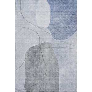 HomeRoots 8' X 10' Blue and Gray Abstract Washable Area Rug - UV Protected, Durable, Modern Style for Any Room 655589