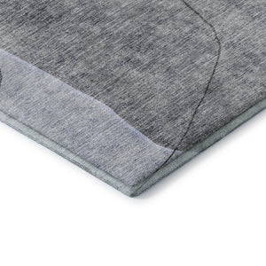 HomeRoots 8' X 10' Blue and Gray Abstract Washable Area Rug - UV Protected, Durable, Modern Style for Any Room 655589