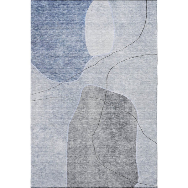 HomeRoots 8' X 10' Blue and Gray Abstract Washable Area Rug - UV Protected, Durable, Modern Style for Any Room 655589