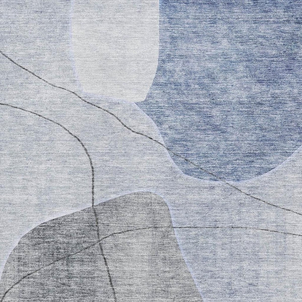 HomeRoots 9' X 12' Stylish Blue and Gray Abstract Area Rug – Washable, UV Protected, Stain Resistant & Durable 655590