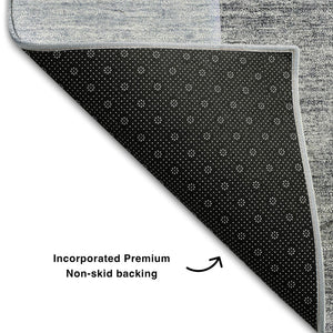 HomeRoots 10' Blue and Gray Abstract Washable Area Rug - Durable, UV-Protected Design for Modern Living Spaces 655591