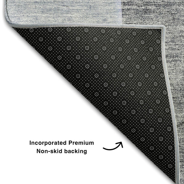 HomeRoots 10' Blue and Gray Abstract Washable Area Rug - Durable, UV-Protected Design for Modern Living Spaces 655591