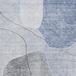 HomeRoots 10' Blue and Gray Abstract Washable Area Rug - Durable, UV-Protected Design for Modern Living Spaces 655591