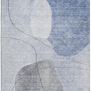 HomeRoots 10' Blue and Gray Abstract Washable Area Rug - Durable, UV-Protected Design for Modern Living Spaces 655591