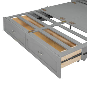 English Elm Queen Murphy Wall Bed with Drawers Usb Charging Ports Pulley Lift Mdf Cabinet Gray LP100671AAE-1