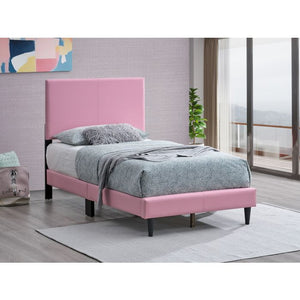 English Elm Baron Full Bed Frame with Faux Leather Upholstery, Slat Support, Adjustable Headboard Height, Fits 7–13" Pink 26.37 L x 45.47 W x 7.48 H B078P380177