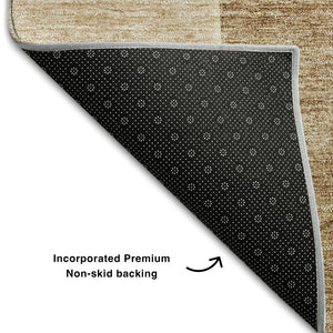 HomeRoots 8' Round Washable Rug in Rust & Copper - UV Protected, Stain Resistant, Ideal for Family Spaces! 655600