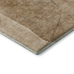 HomeRoots 8' Round Washable Rug in Rust & Copper - UV Protected, Stain Resistant, Ideal for Family Spaces! 655600