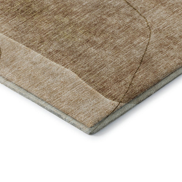 HomeRoots 8' Round Washable Rug in Rust & Copper - UV Protected, Stain Resistant, Ideal for Family Spaces! 655600