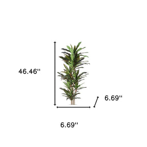 HomeRoots 7" Green Artificial Dracaena in Modern Black Cement Pot - Realistic, Adjustable, Low-Maintenance Decor 655608
