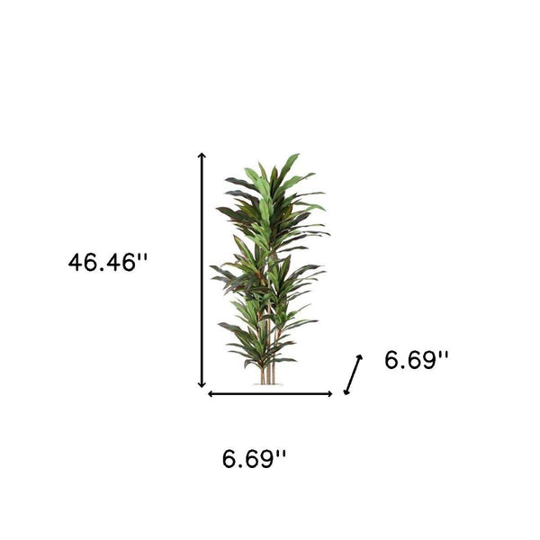 HomeRoots 7" Green Artificial Dracaena in Modern Black Cement Pot - Realistic, Adjustable, Low-Maintenance Decor 655608