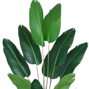 HomeRoots Set of Two 7" Green Artificial Banana Leaf Plants in Chic Black Cement Pots – Low Maintenance Decor 655617