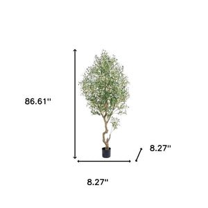HomeRoots 8" Green Artificial Olive Tree in Stylish Black Cement Pot – Low-Maintenance Home Décor Accent 655618
