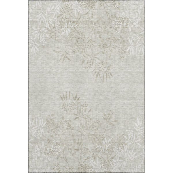 HomeRoots 5' X 8' Beige And Ivory Floral Area Rug – Washable, UV-Resistant, Stain-Proof for Homes with Kids & Pets 655628