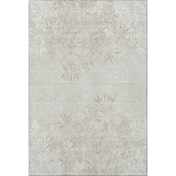 HomeRoots 5' X 8' Beige And Ivory Floral Area Rug – Washable, UV-Resistant, Stain-Proof for Homes with Kids & Pets 655628